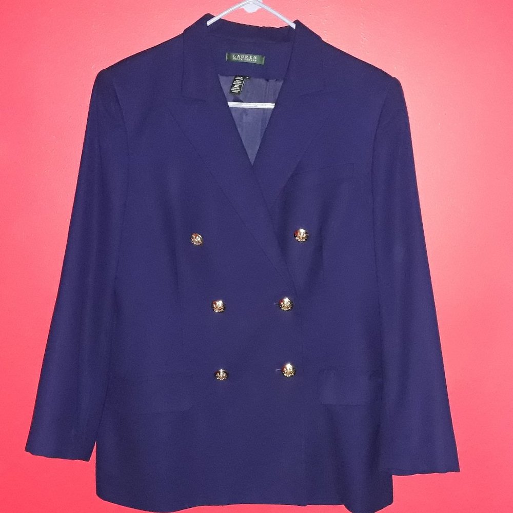 Lauren Navy Wool Double Breasted Blazer